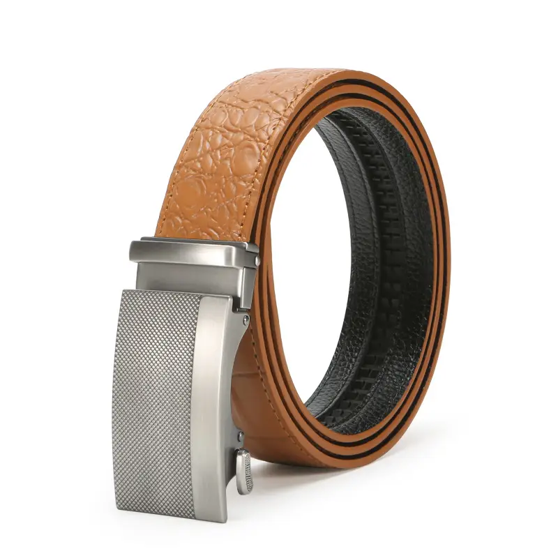Men's Brown Crocodile Belt with Silver Buckle - Image 13