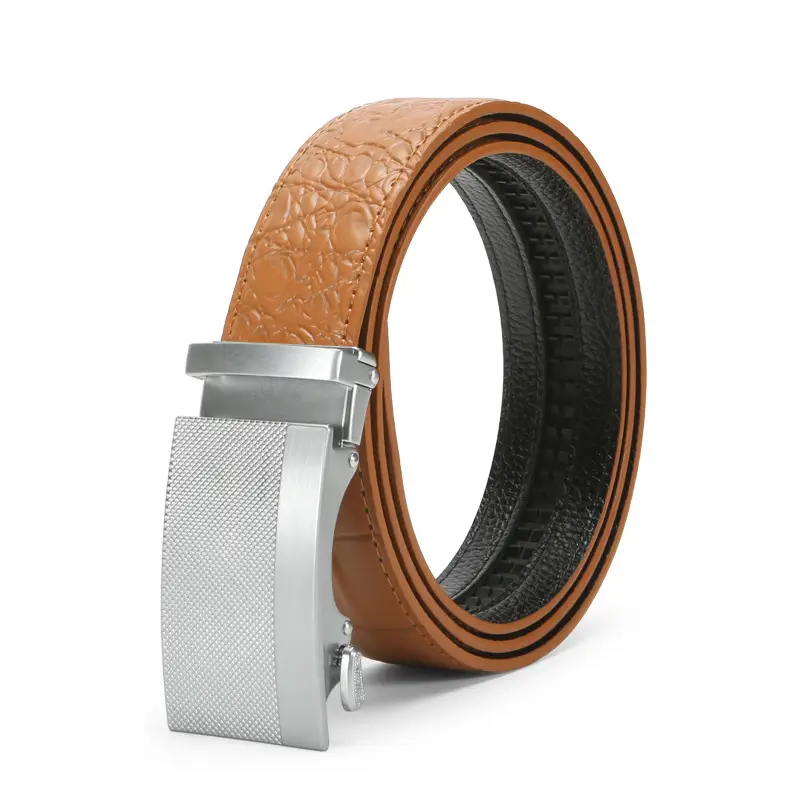 Men's Brown Crocodile Belt with Silver Buckle - Image 14