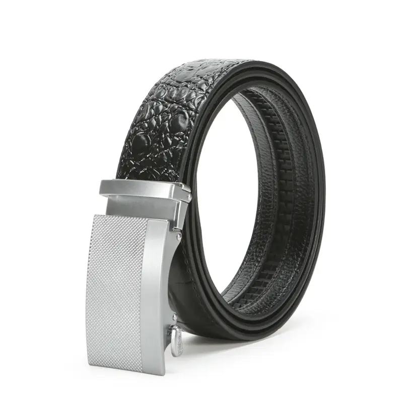 Men's Brown Crocodile Belt with Silver Buckle - Image 2