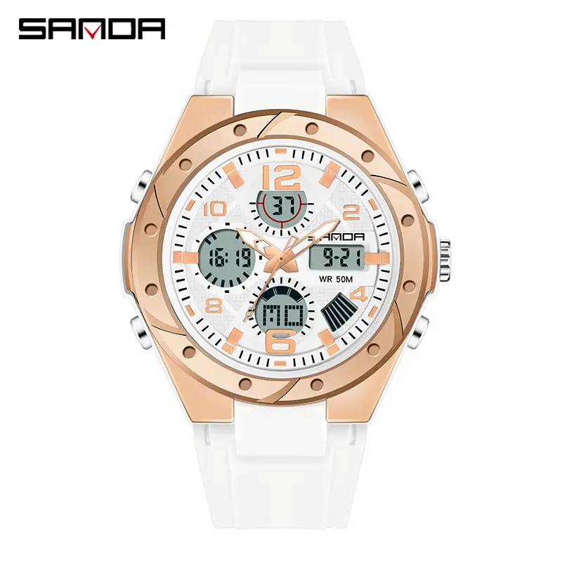 SANDA Large Digital Watch Black Silicone All-Match