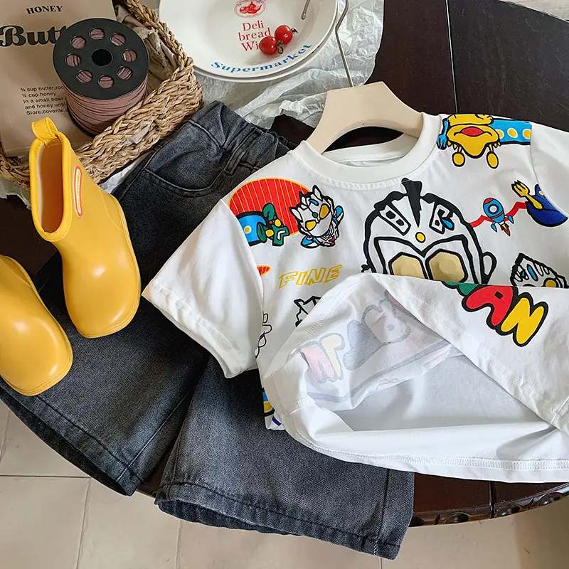 Muye Kids Cartoon Light-Up T-Shirt White Short Sleeve — feature 10