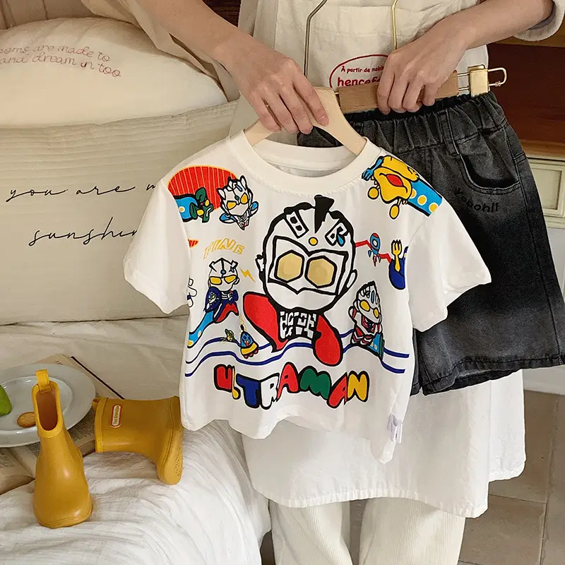 Muye Kids Cartoon Light-Up T-Shirt White Short Sleeve — feature 12