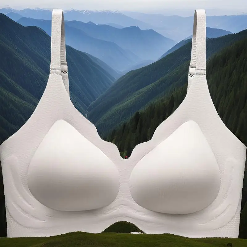 Traceless Push Up V-Neck Bra White Adjustable Strap - Image 4