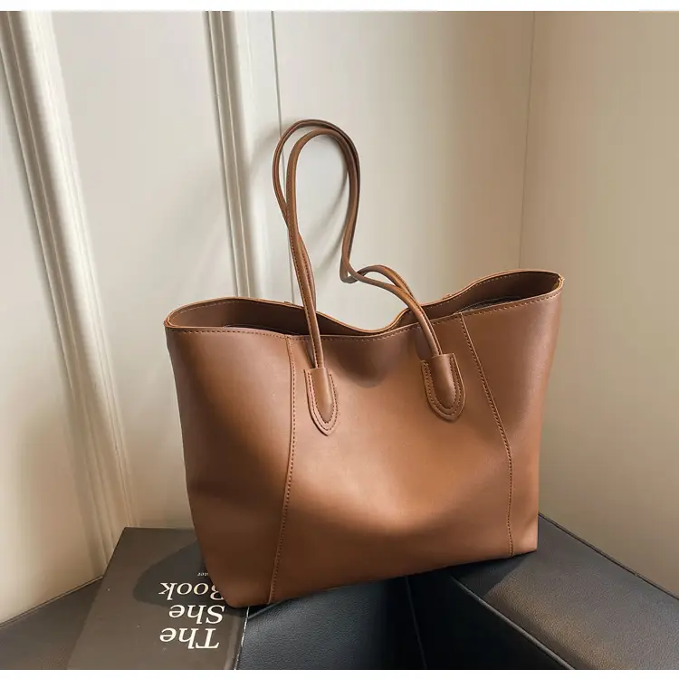 Women's Cream Tote Bag Large Capacity Leather Handle — feature 10