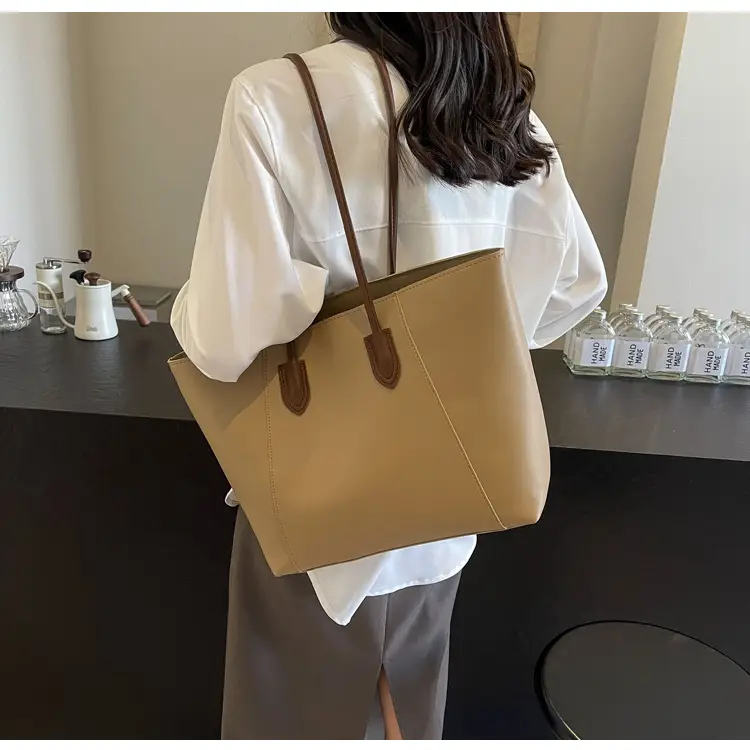 Women's Cream Tote Bag Large Capacity Leather Handle — feature 22