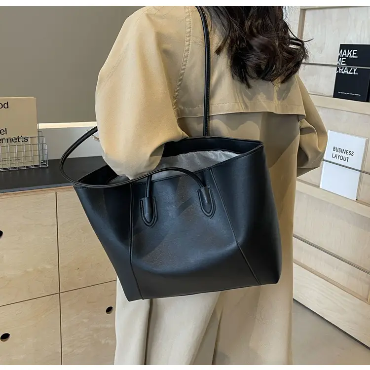 Women's Cream Tote Bag Large Capacity Leather Handle — feature 26