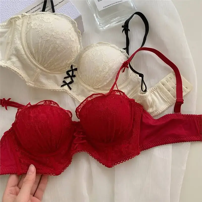 Detachable Strap Tube Bra Women's Flat Chest Special Small Chest Push-up Show Anti-sagging Lace Bra suit - Image 10