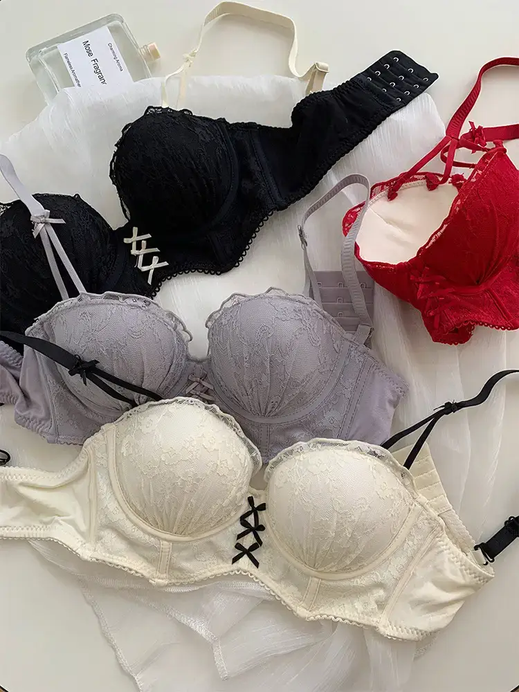 Detachable Strap Tube Bra Women's Flat Chest Special Small Chest Push-up Show Anti-sagging Lace Bra suit — feature 1