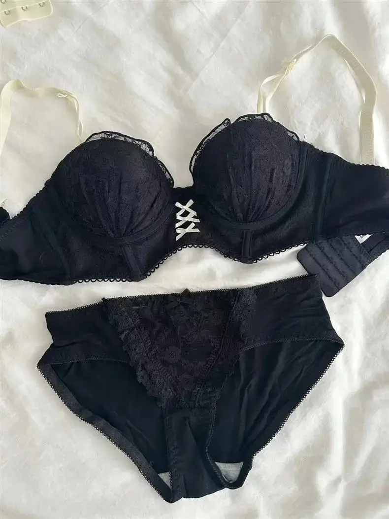 Detachable Strap Tube Bra Women's Flat Chest Special Small Chest Push-up Show Anti-sagging Lace Bra suit — feature 12
