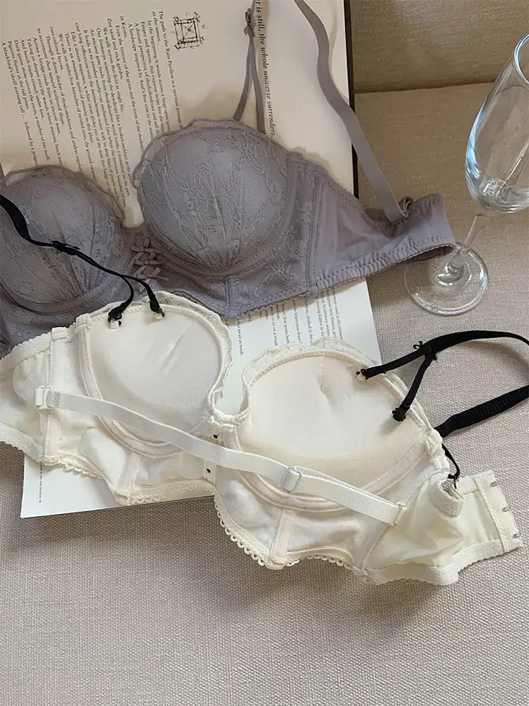 Detachable Strap Tube Bra Women's Flat Chest Special Small Chest Push-up Show Anti-sagging Lace Bra suit — feature 3
