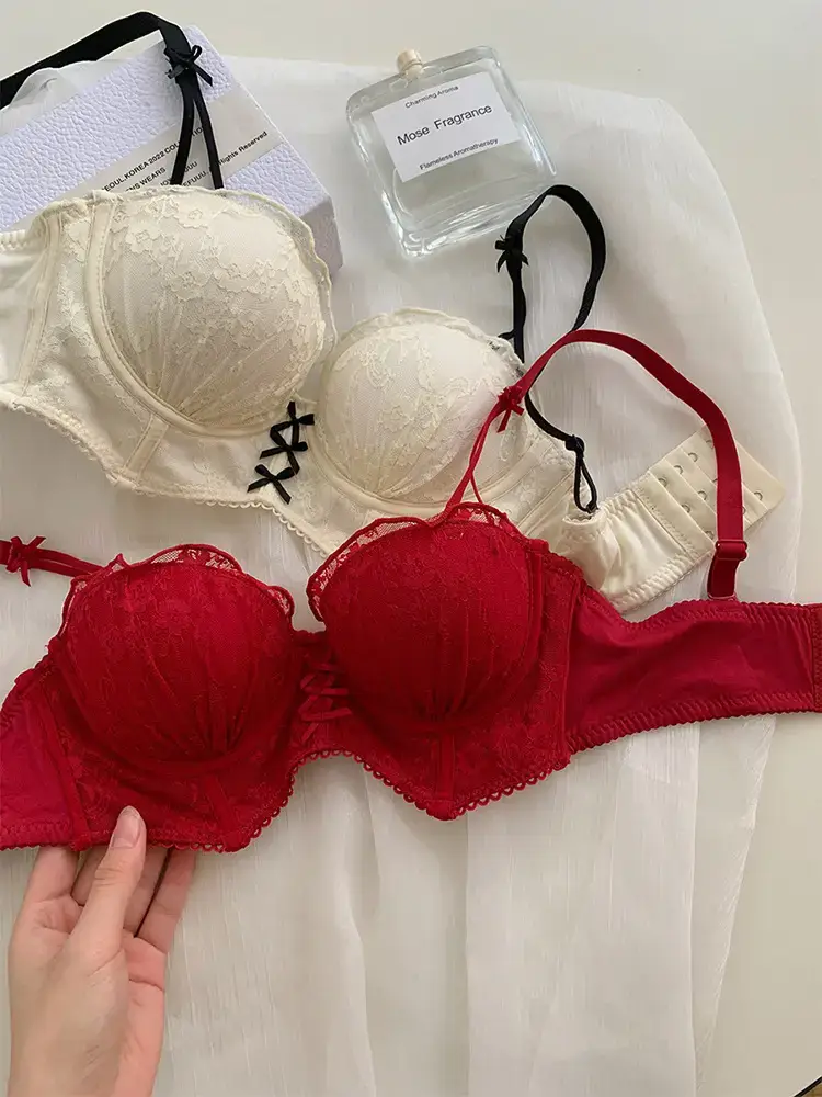Detachable Strap Tube Bra Women's Flat Chest Special Small Chest Push-up Show Anti-sagging Lace Bra suit — feature 4