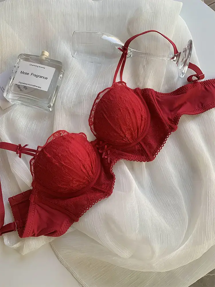 Detachable Strap Tube Bra Women's Flat Chest Special Small Chest Push-up Show Anti-sagging Lace Bra suit — feature 5