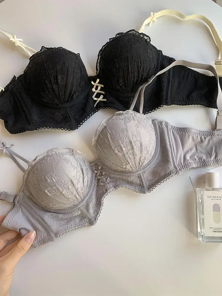 Detachable Strap Tube Bra Women's Flat Chest Special Small Chest Push-up Show Anti-sagging Lace Bra suit — feature 7