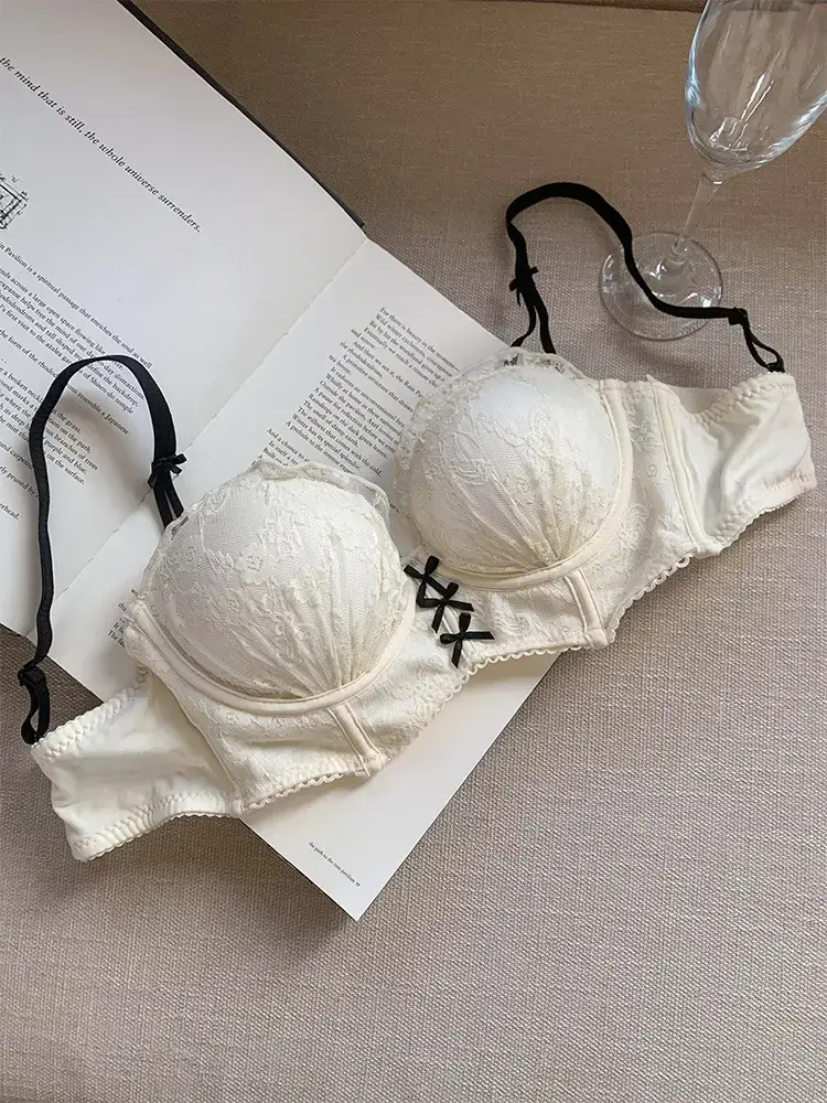 Detachable Strap Tube Bra Women's Flat Chest Special Small Chest Push-up Show Anti-sagging Lace Bra suit — feature 8
