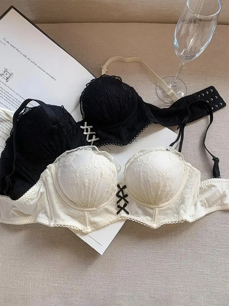 Detachable Strap Tube Bra Women's Flat Chest Special Small Chest Push-up Show Anti-sagging Lace Bra suit — feature 9