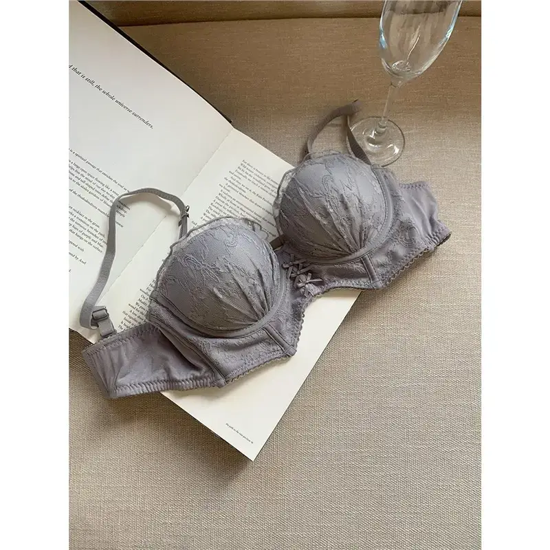 Detachable Strap Tube Bra Women's Flat Chest Special Small Chest Push-up Show Anti-sagging Lace Bra suit - Image 2
