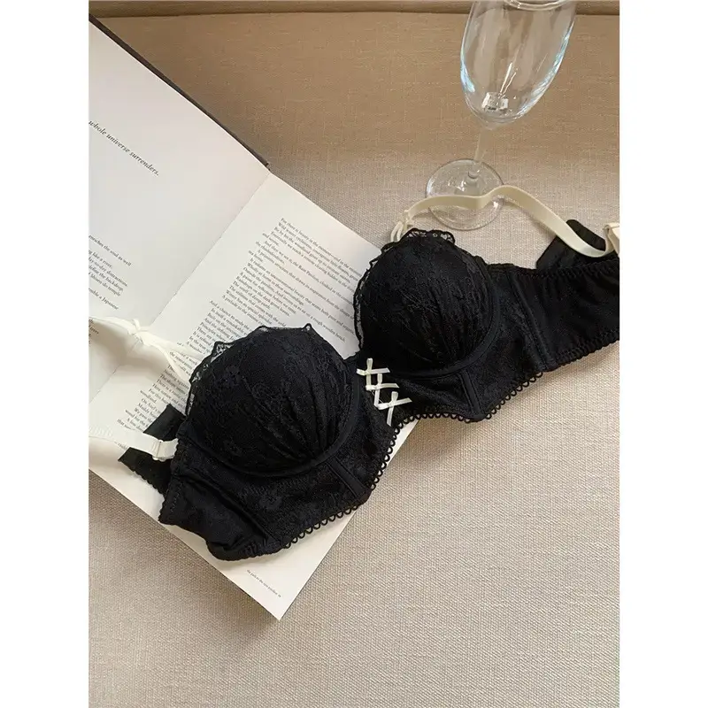 Detachable Strap Tube Bra Women's Flat Chest Special Small Chest Push-up Show Anti-sagging Lace Bra suit - Image 4