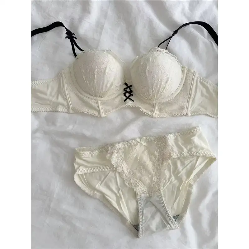 Detachable Strap Tube Bra Women's Flat Chest Special Small Chest Push-up Show Anti-sagging Lace Bra suit - Image 5