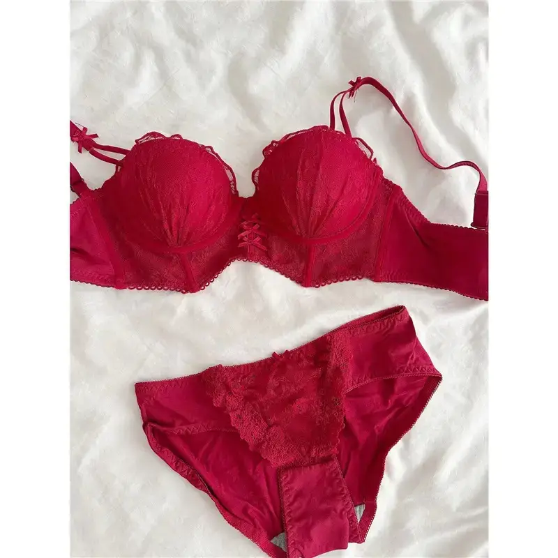 Detachable Strap Tube Bra Women's Flat Chest Special Small Chest Push-up Show Anti-sagging Lace Bra suit - Image 7