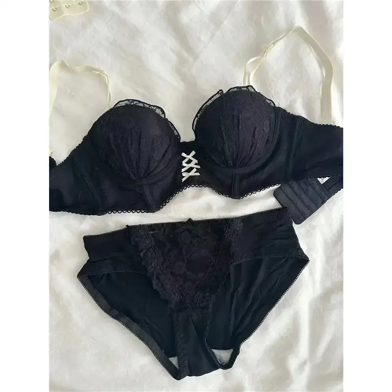 Detachable Strap Tube Bra Women's Flat Chest Special Small Chest Push-up Show Anti-sagging Lace Bra suit - Image 8