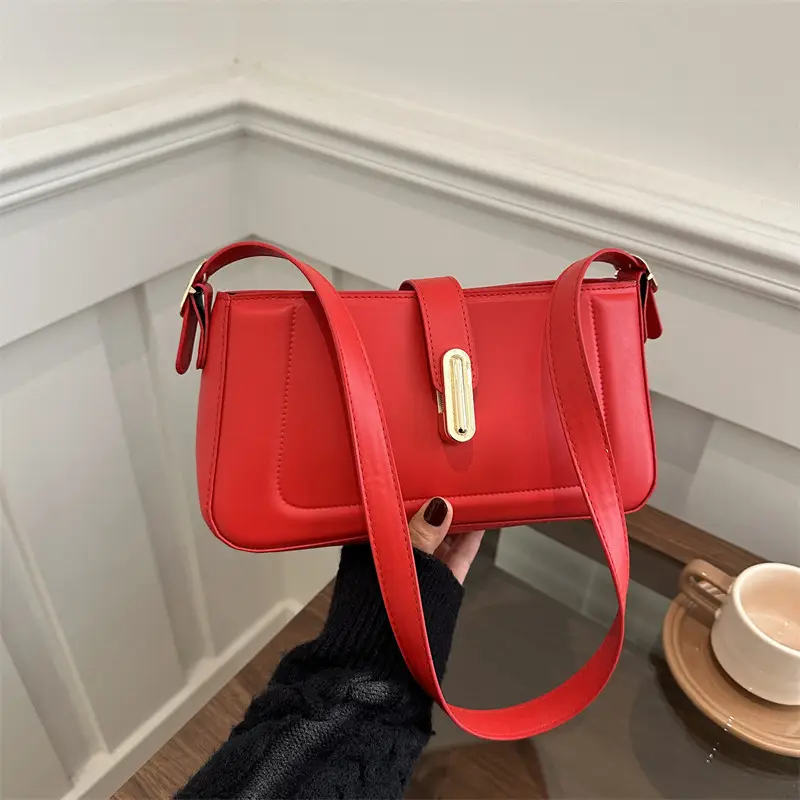 White Minimalist Crossbody Bag with Lock Buckle - Image 7