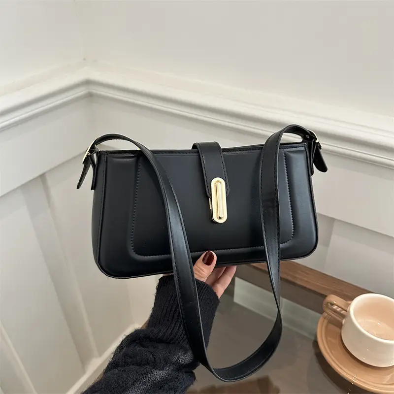 White Minimalist Crossbody Bag with Lock Buckle - Image 8