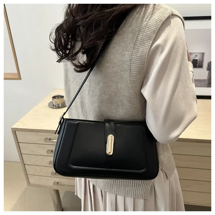 White Minimalist Crossbody Bag with Lock Buckle — feature 21