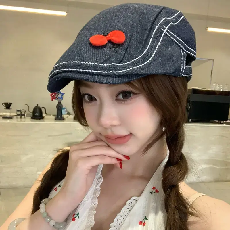 Women Denim Bow Cap Forward 2025 Spring - Image 4
