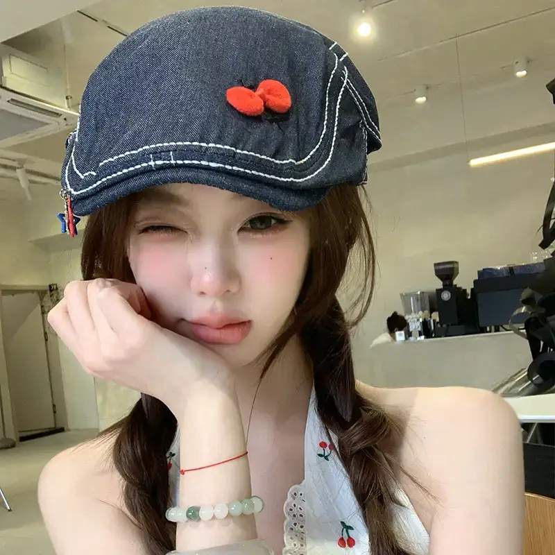 Women Denim Bow Cap Forward 2025 Spring - Image 7