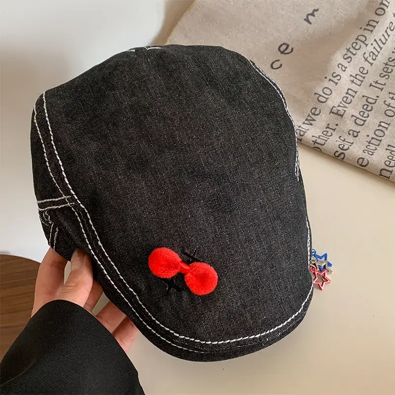 Women Denim Bow Cap Forward 2025 Spring - Image 2