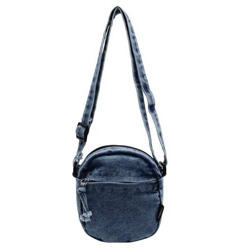 Denim Crossbody Shoulder Bag Blue Artistic Casual - Image 3
