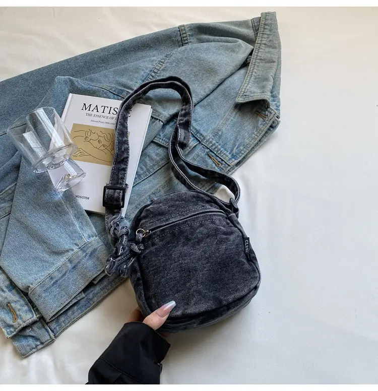 Denim Crossbody Shoulder Bag Blue Artistic Casual — feature 18