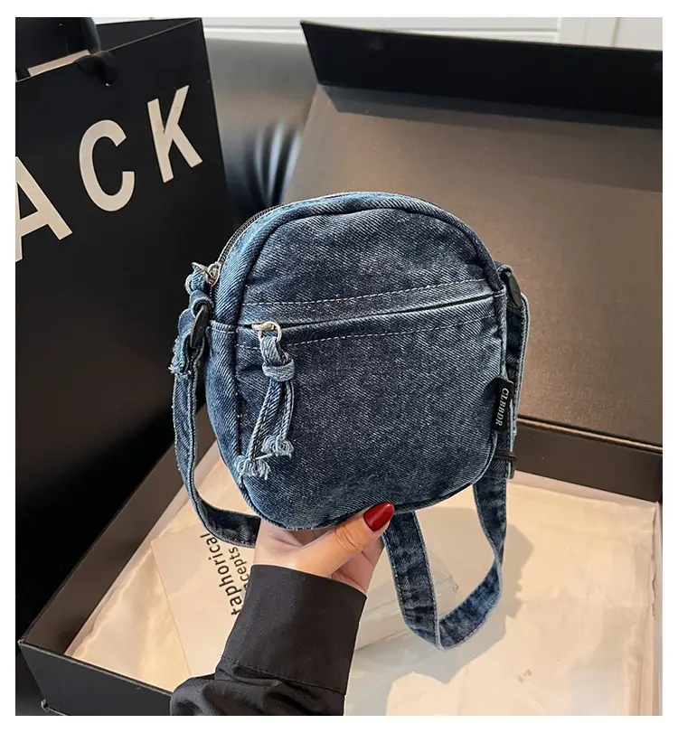 Denim Crossbody Shoulder Bag Blue Artistic Casual — feature 22