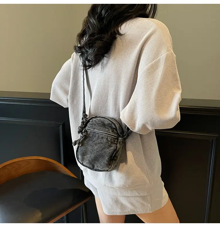 Denim Crossbody Shoulder Bag Blue Artistic Casual — feature 23