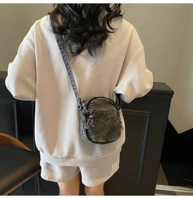 Denim Crossbody Shoulder Bag Blue Artistic Casual — feature 24