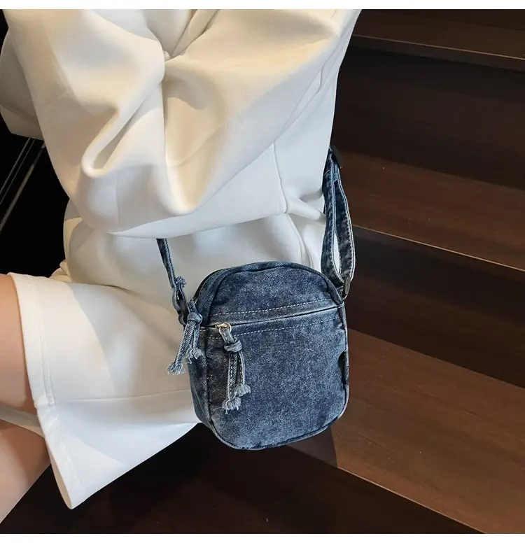 Denim Crossbody Shoulder Bag Blue Artistic Casual — feature 28