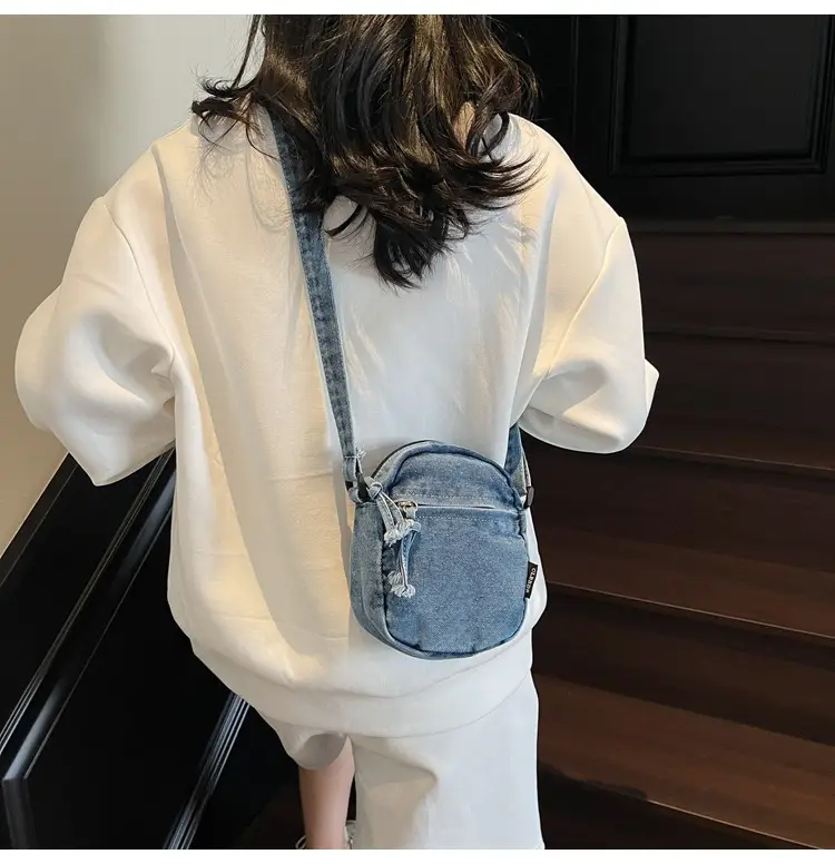 Denim Crossbody Shoulder Bag Blue Artistic Casual — feature 33