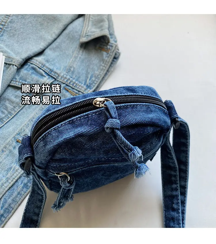 Denim Crossbody Shoulder Bag Blue Artistic Casual — feature 5