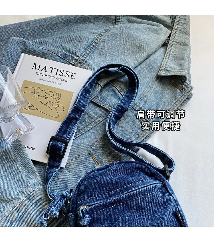 Denim Crossbody Shoulder Bag Blue Artistic Casual — feature 6