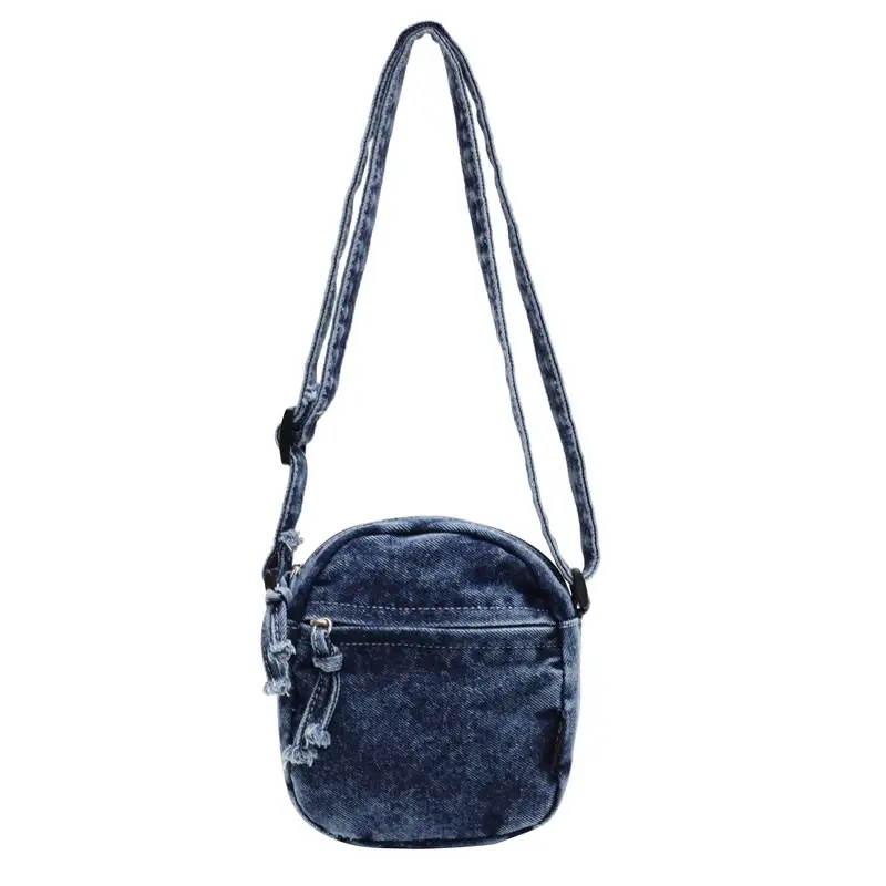 Denim Crossbody Shoulder Bag Blue Artistic Casual - Image 2