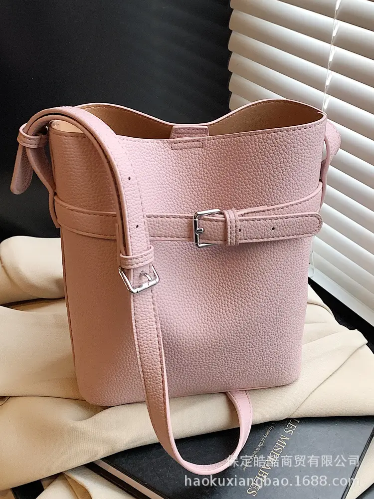 Women's Beige Leather Shoulder Bag with Crossbody Strap - Image 14