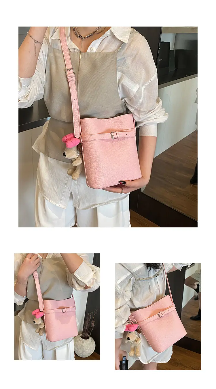 Women's Beige Leather Shoulder Bag with Crossbody Strap — feature 10