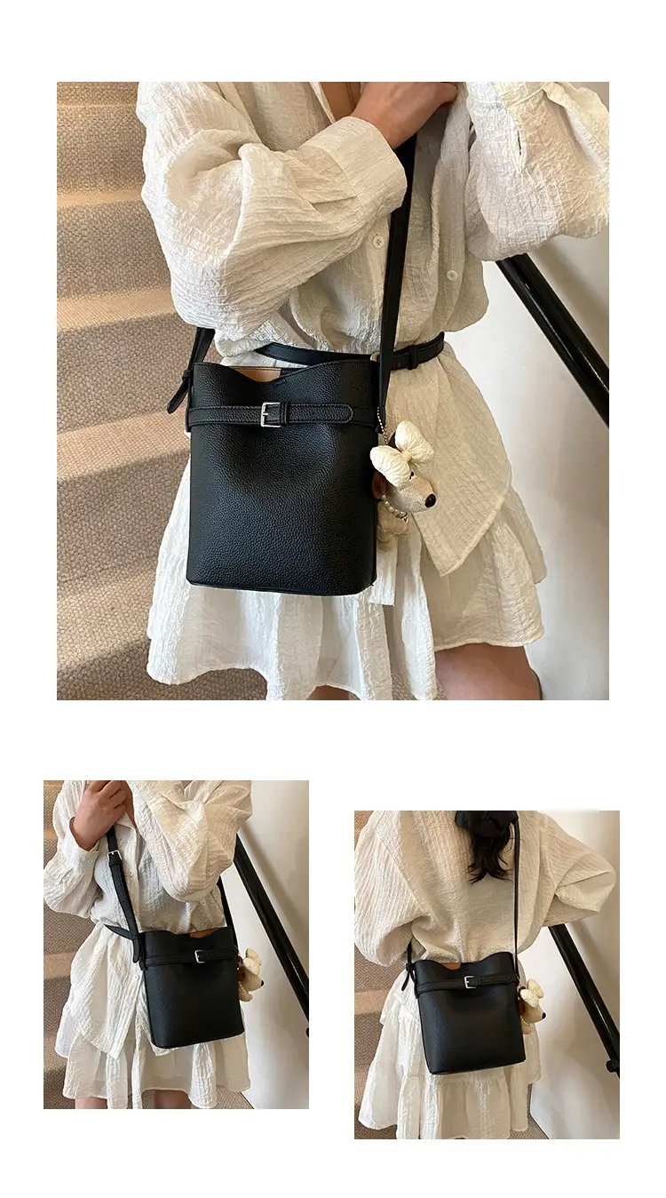 Women's Beige Leather Shoulder Bag with Crossbody Strap — feature 12