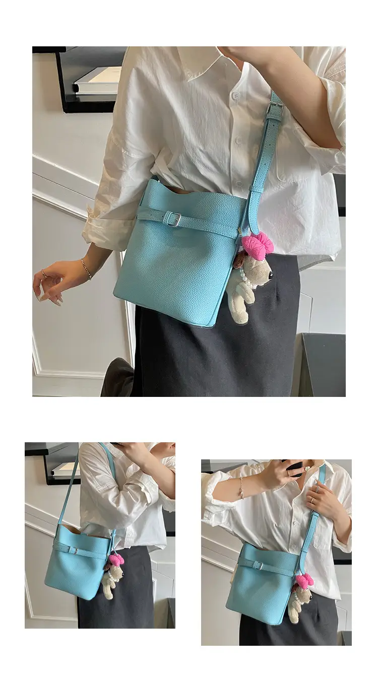 Women's Beige Leather Shoulder Bag with Crossbody Strap — feature 13
