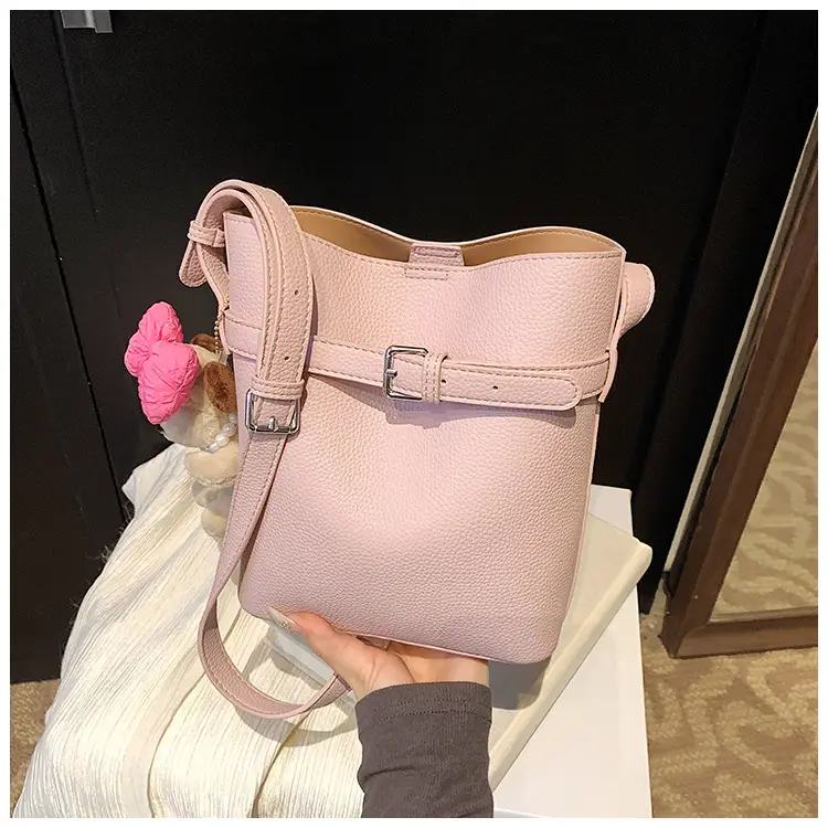 Women's Beige Leather Shoulder Bag with Crossbody Strap — feature 24