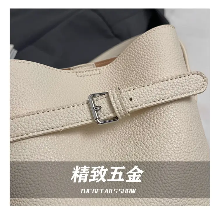 Women's Beige Leather Shoulder Bag with Crossbody Strap — feature 4