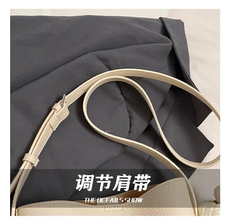 Women's Beige Leather Shoulder Bag with Crossbody Strap — feature 5