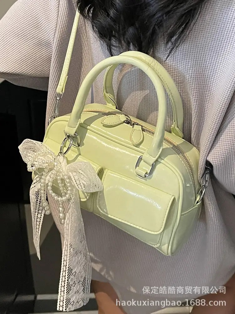 Women's Beige Shoulder Crossbody Bag with Lace Tassel - Image 8