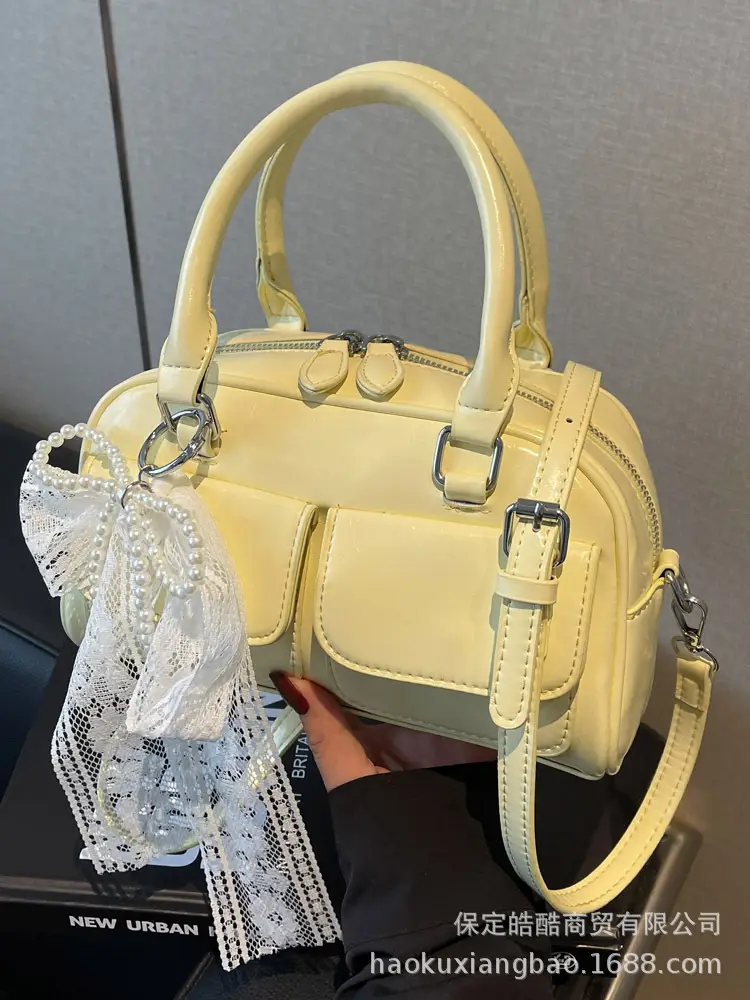 Women's Beige Shoulder Crossbody Bag with Lace Tassel - Image 9