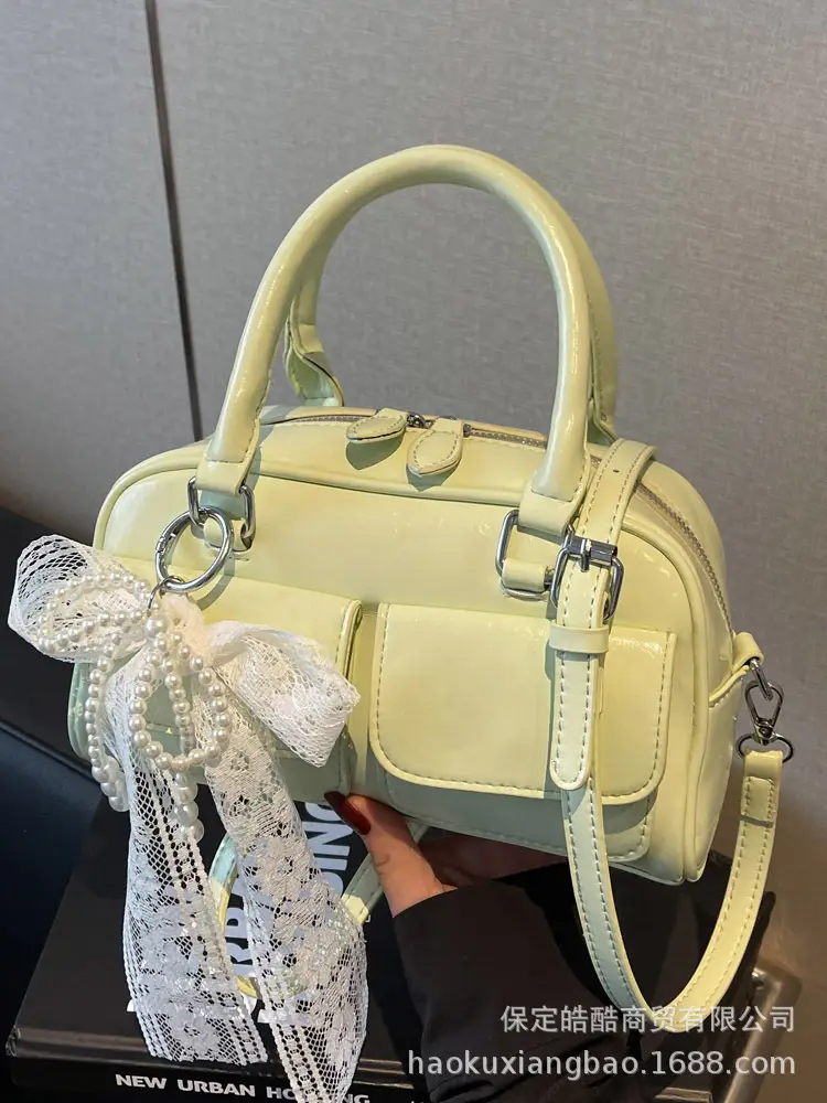 Women's Beige Shoulder Crossbody Bag with Lace Tassel - Image 10
